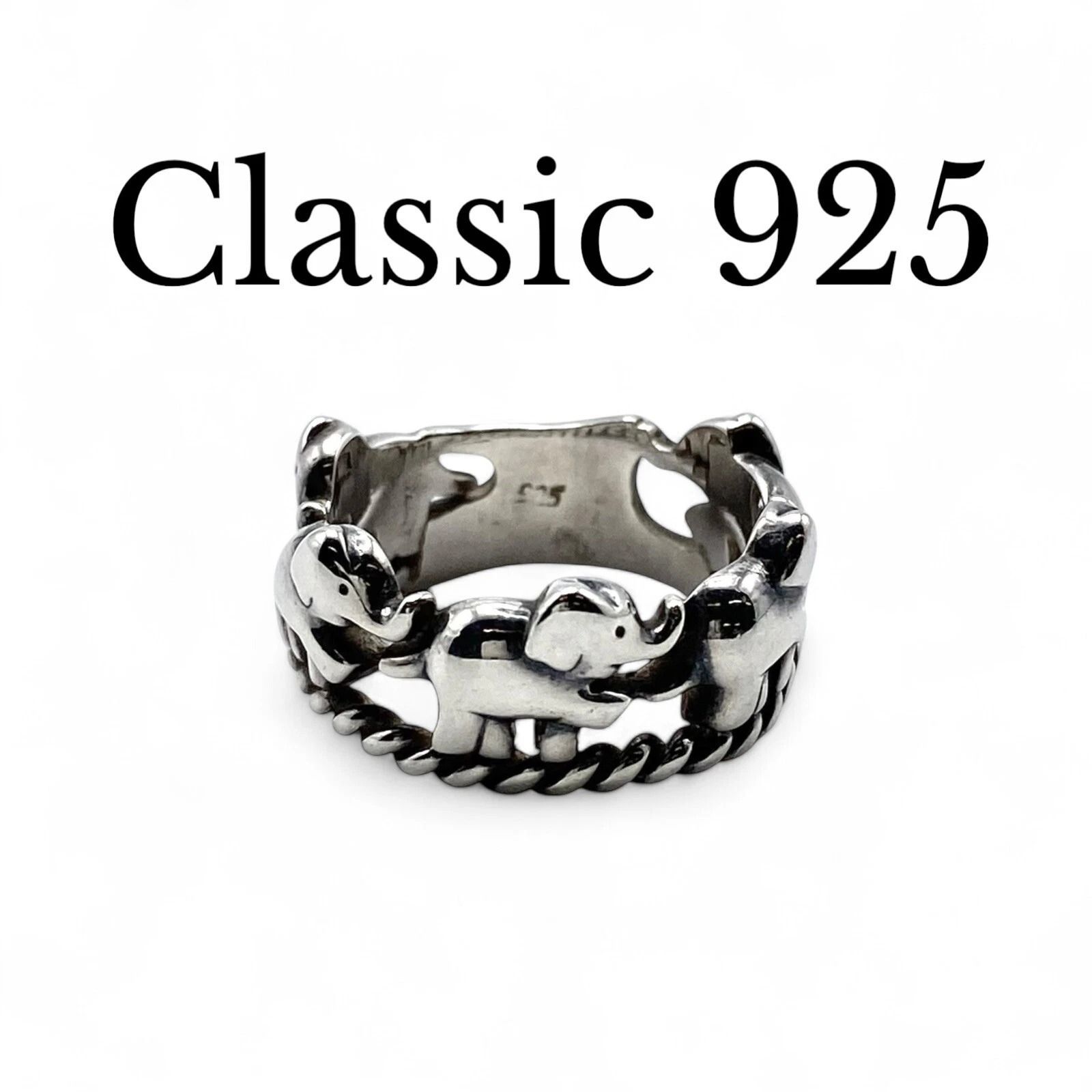 知恵の象徴】 エレファント Silver 925 刻印 Vintage Design Ring