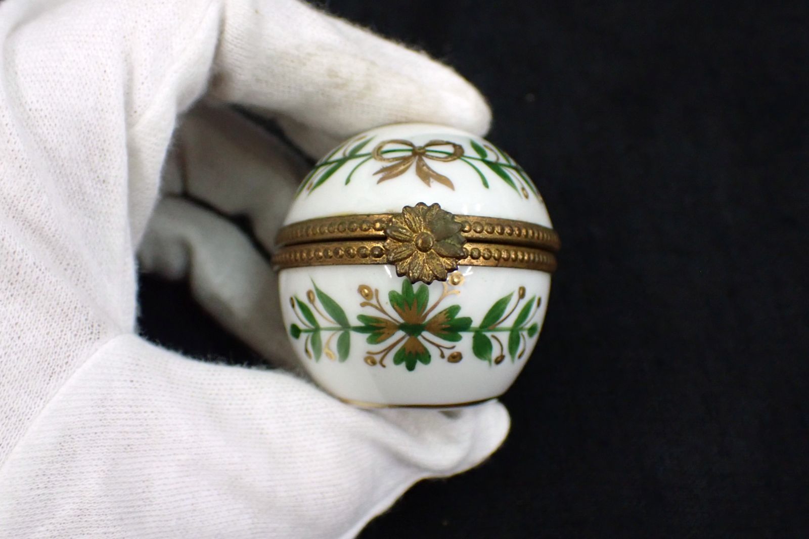 △01 Limoges リモージュ ハンドペイント ジュエリーボックス△陶器製