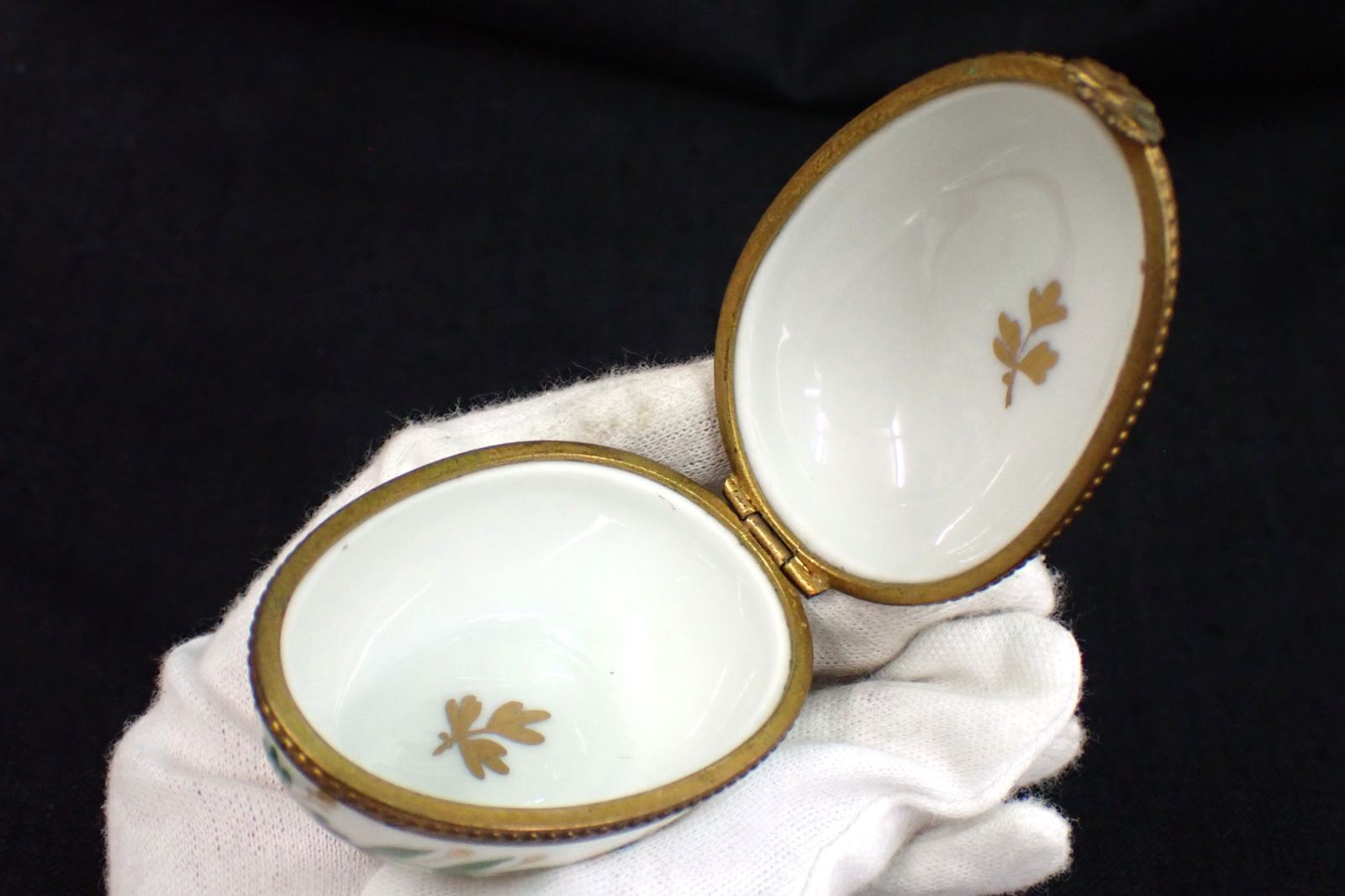 △01 Limoges リモージュ ハンドペイント ジュエリーボックス△陶器製