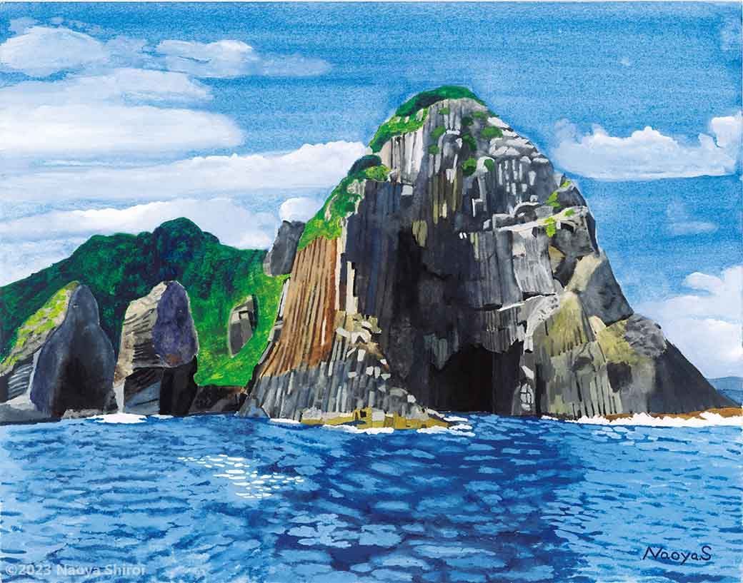 水彩画　ジクレー版画「芥屋の大門」（糸島市） 水彩画 ジクレー版画「芥屋の大門」（糸島市） - メルカリ