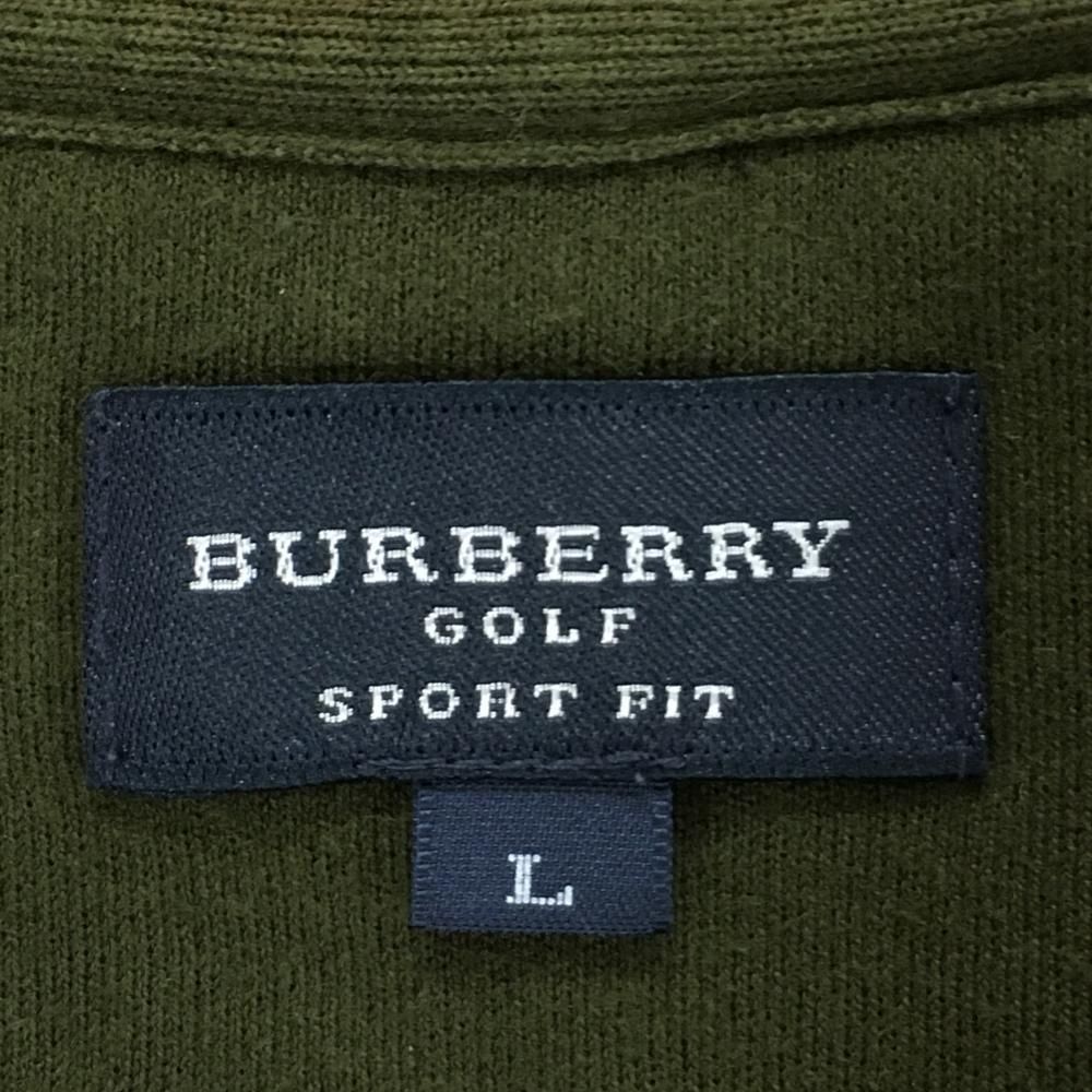 バーバリーゴルフ 長袖ハイネックシャツ カーキ ハーフジップ 綿100