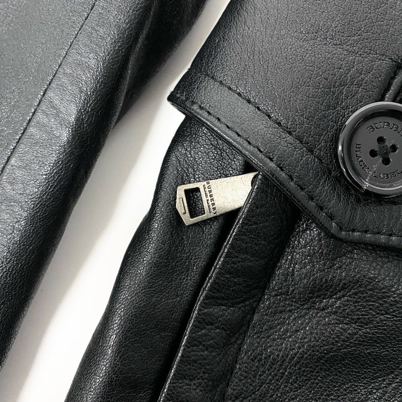 79a14 BURBERRY BLACK LABEL バーバリーブラックレーベル レザーコート