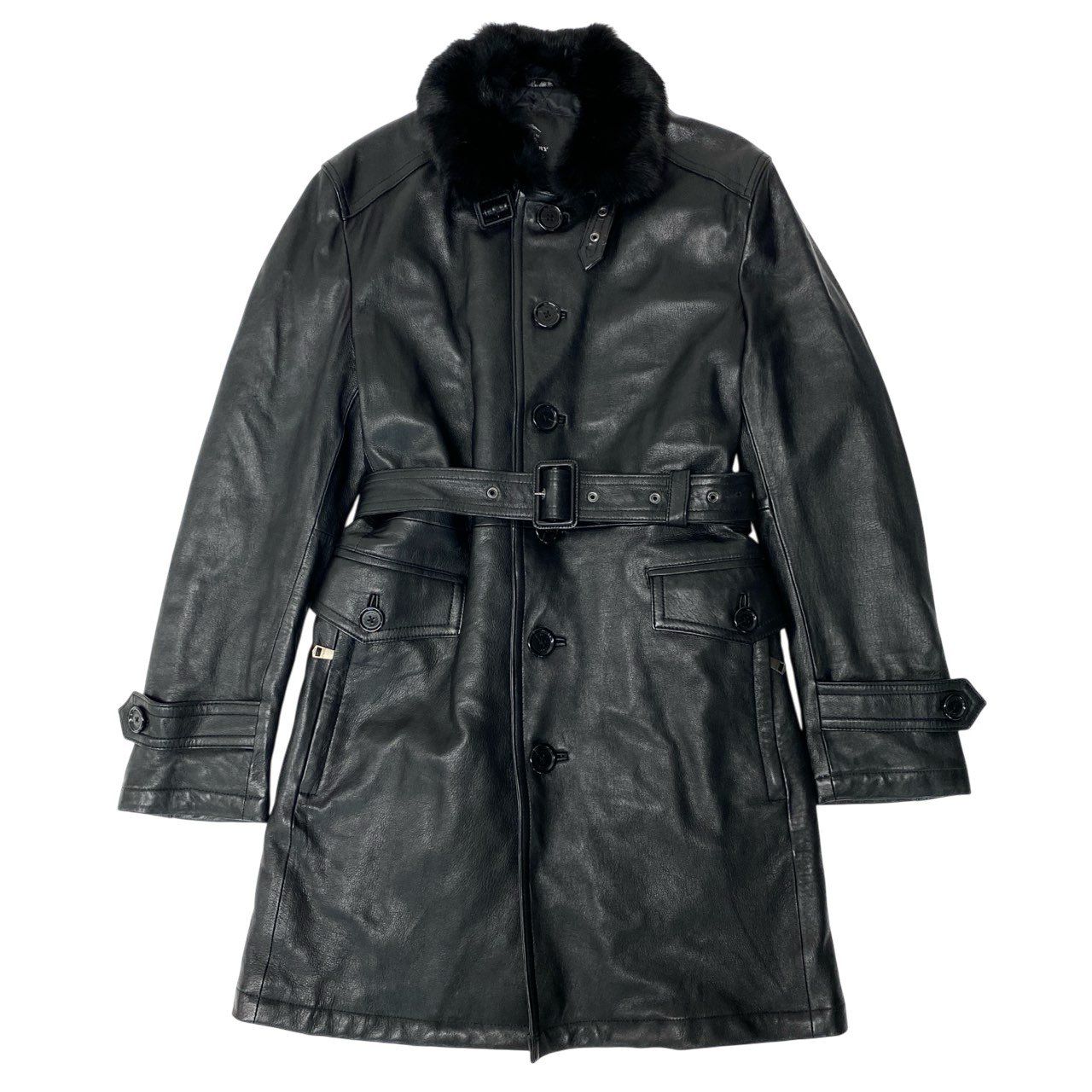 79a14 BURBERRY BLACK LABEL バーバリーブラックレーベル レザーコート