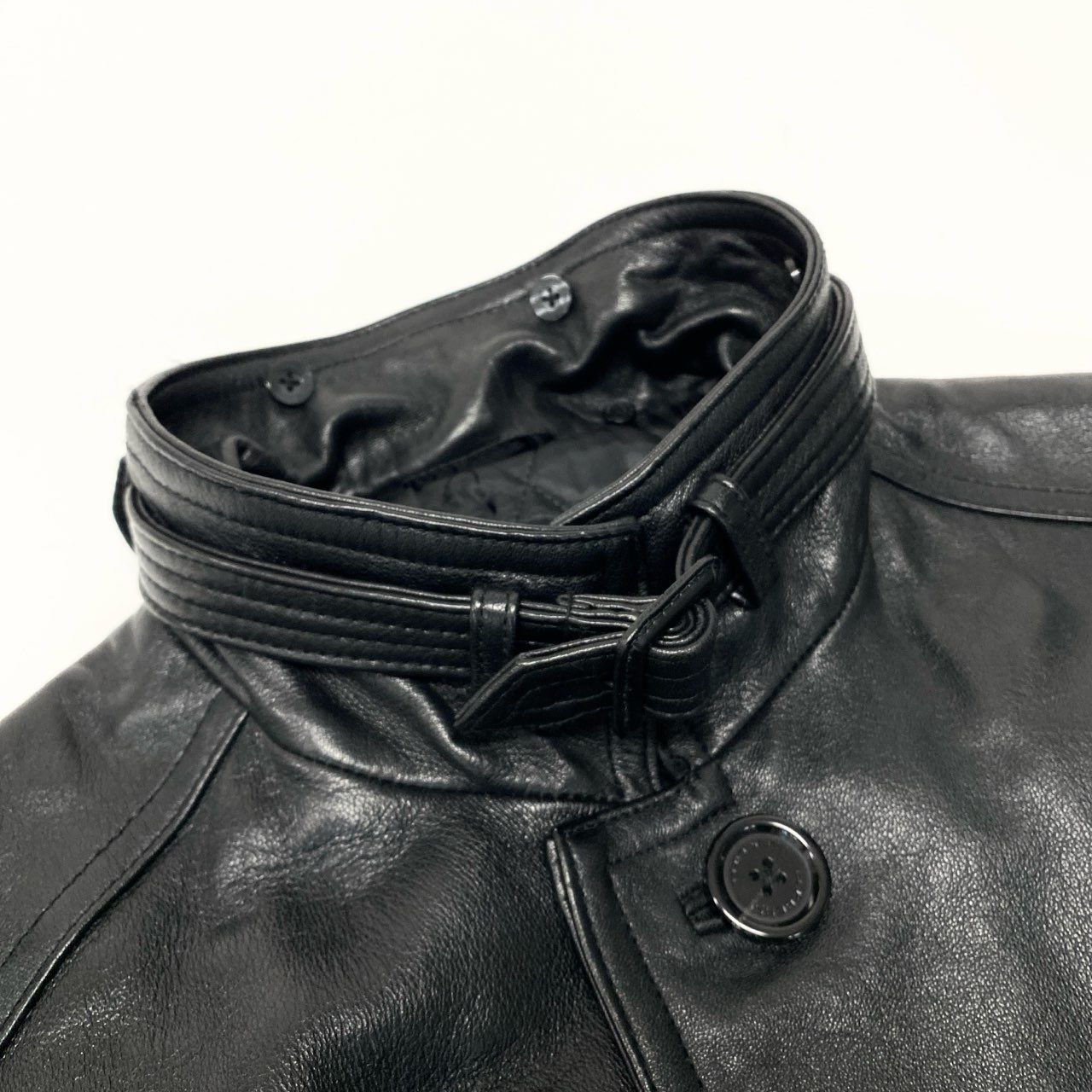 79a14 BURBERRY BLACK LABEL バーバリーブラックレーベル レザーコート