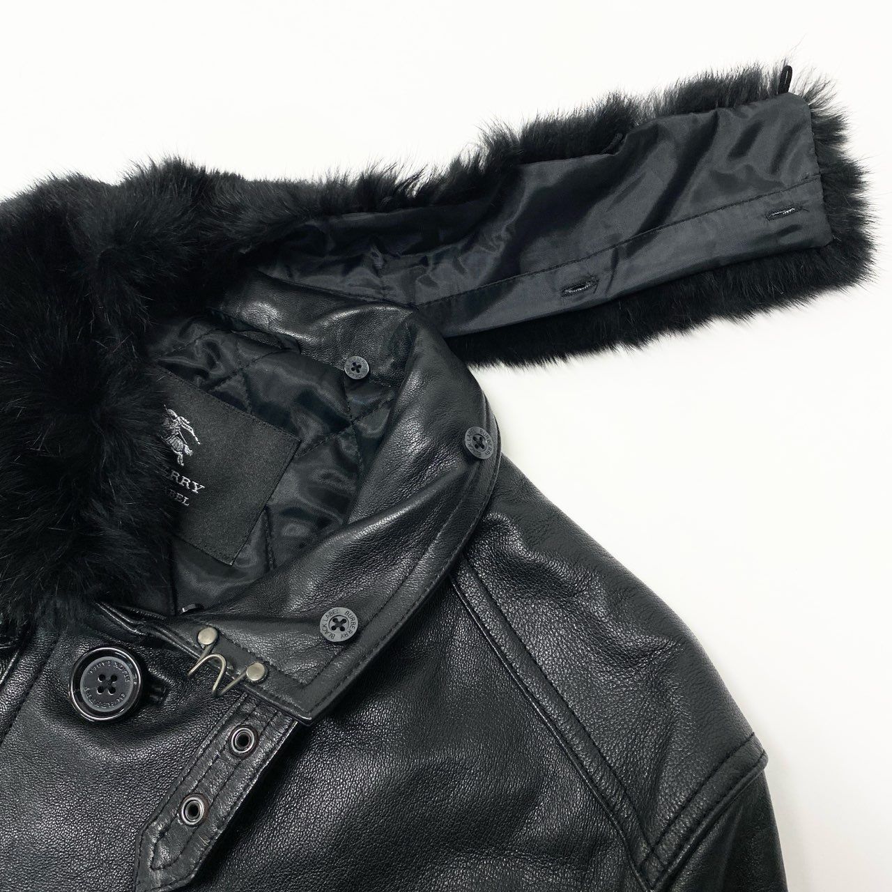 79a14 BURBERRY BLACK LABEL バーバリーブラックレーベル レザーコート