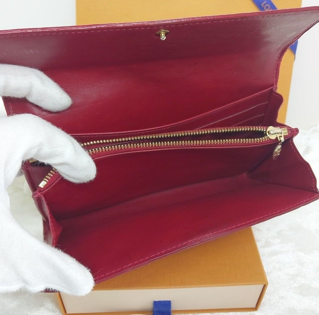 ルイ・ヴィトン ヴェルニ ポルトフォイユ・サラ ポムダムール 長財布 赤 レッド LOUIS VUITTON ルイヴィトン ヴェルニ ポルトフォイユ・サラ 長財布 赤