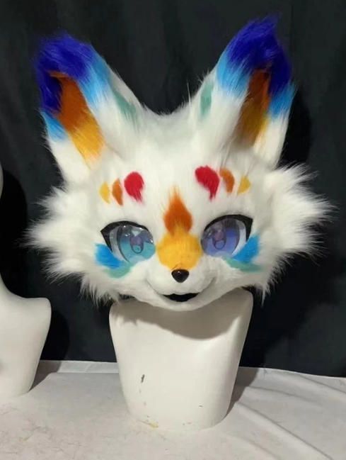 着ぐるみヘッド 犬 NO 495 白 青 全頭ヘッド ケモノ ファースーツ ぬいぐるみ コスプレ コスチューム kigurumi 一点物