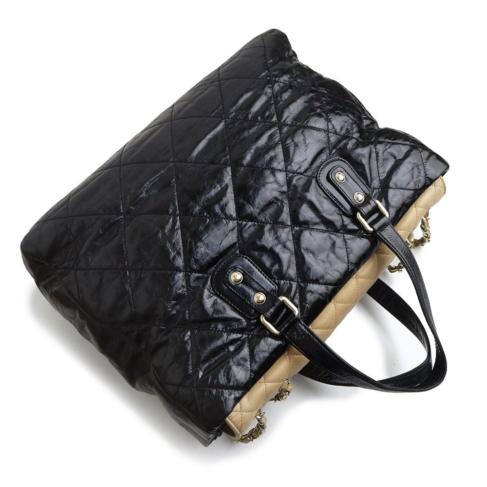 シャネル ポートベロー カーフスキン ラムスキン ブラック ベージュ