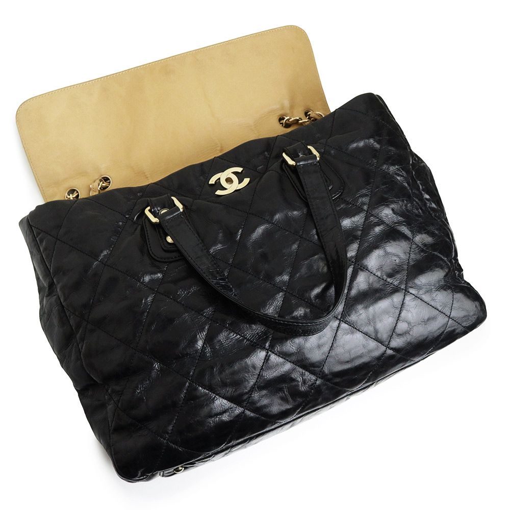 シャネル ポートベロー カーフスキン ラムスキン ブラック ベージュ