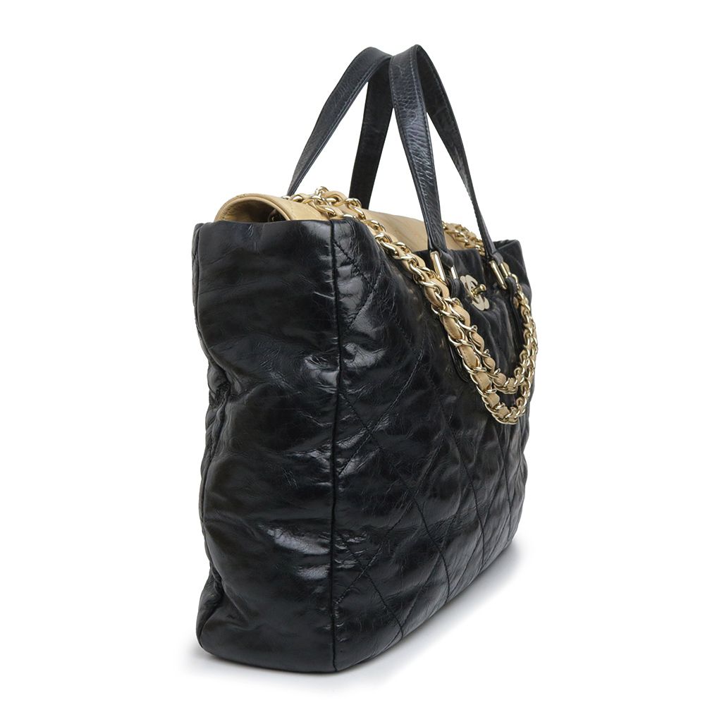 シャネル ポートベロー カーフスキン ラムスキン ブラック ベージュ