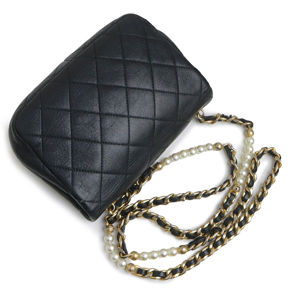 シャネル ココマーク マトラッセ カーフスキン ブラック パール