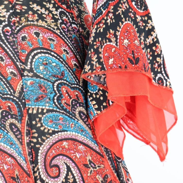 フラメンコ 衣装 ワンピース ドレス トップス 赤 黒 ペイズリー レース