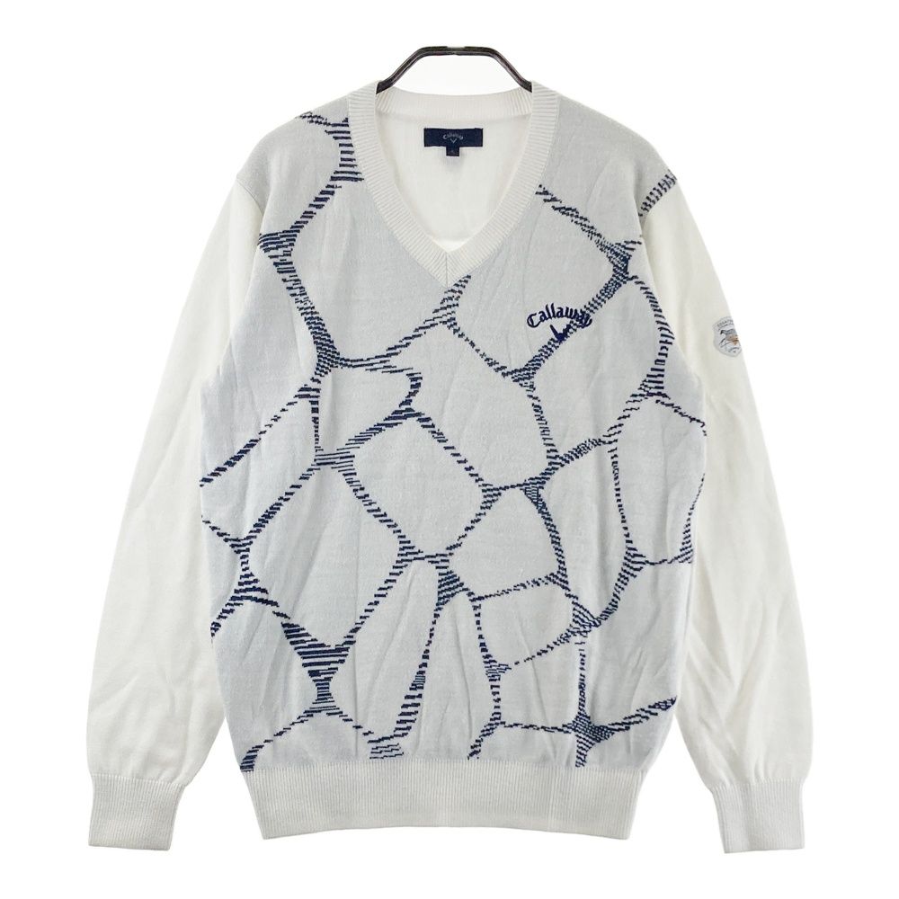 サイズ：L CALLAWAY キャロウェイ 長袖ニットセーター 総柄 ホワイト系