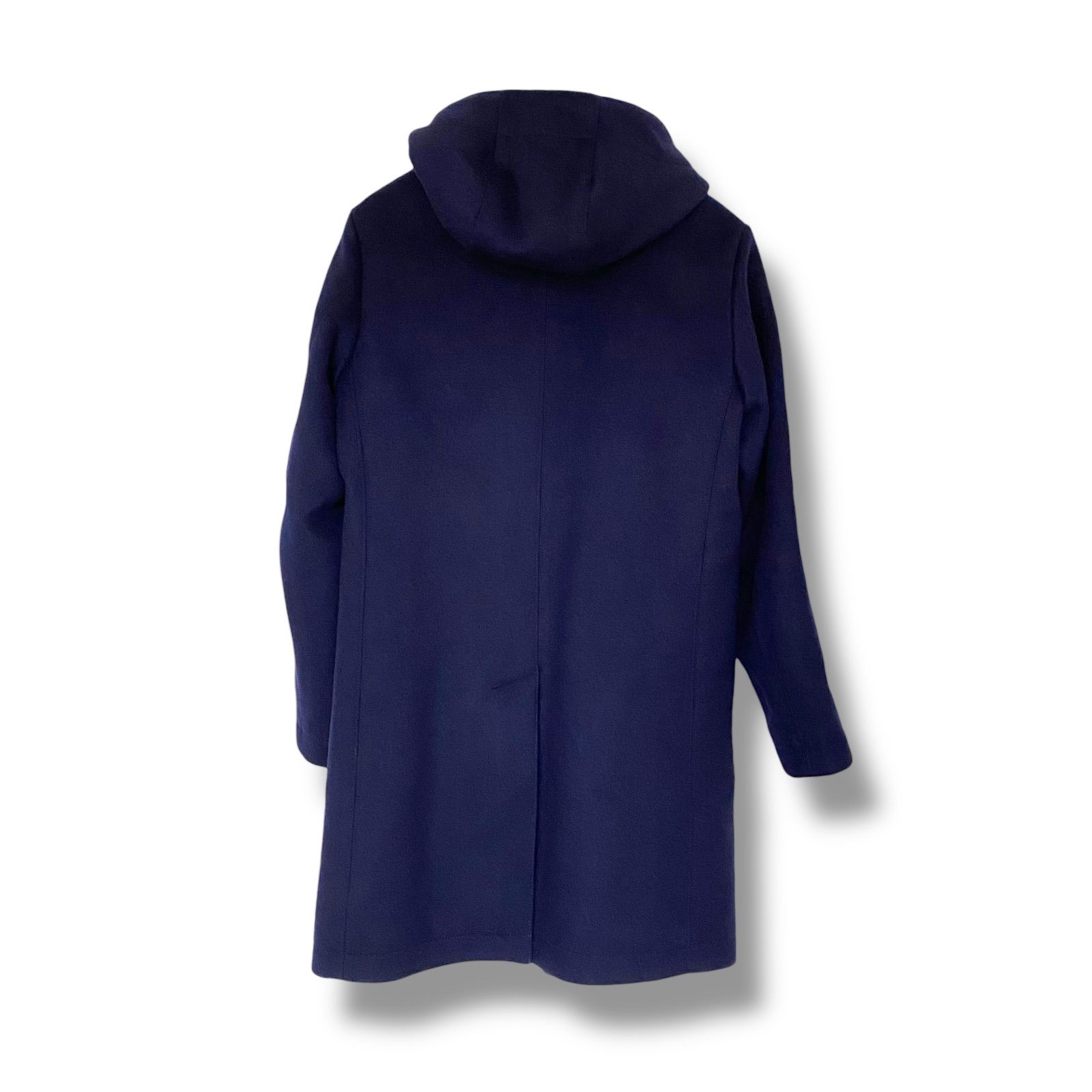 エディフィス★フーデッドコート★ウール★ネイビー★紺★防寒★美品★Ｌ★かっこいい EDIFICE エディフィス ネイビー フーデッドコート フード付き ウール80