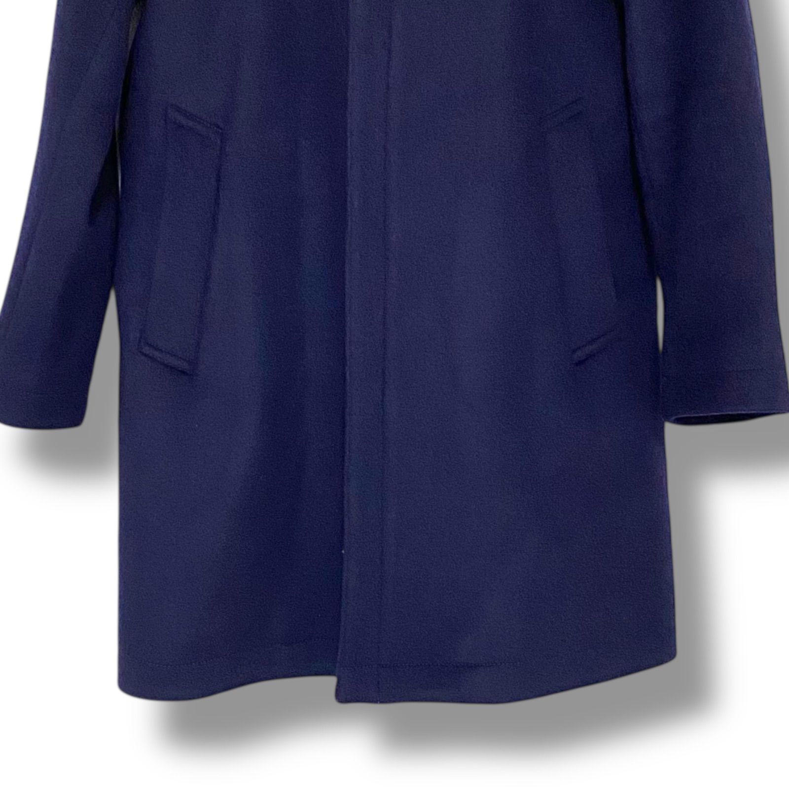 EDIFICE エディフィス ネイビー フーデッドコート フード付き ウール80