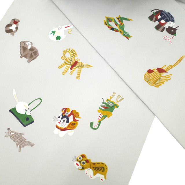 新古品】 名古屋帯 未使用 正絹 塩瀬 九寸 作家物 落款 手描き ライト