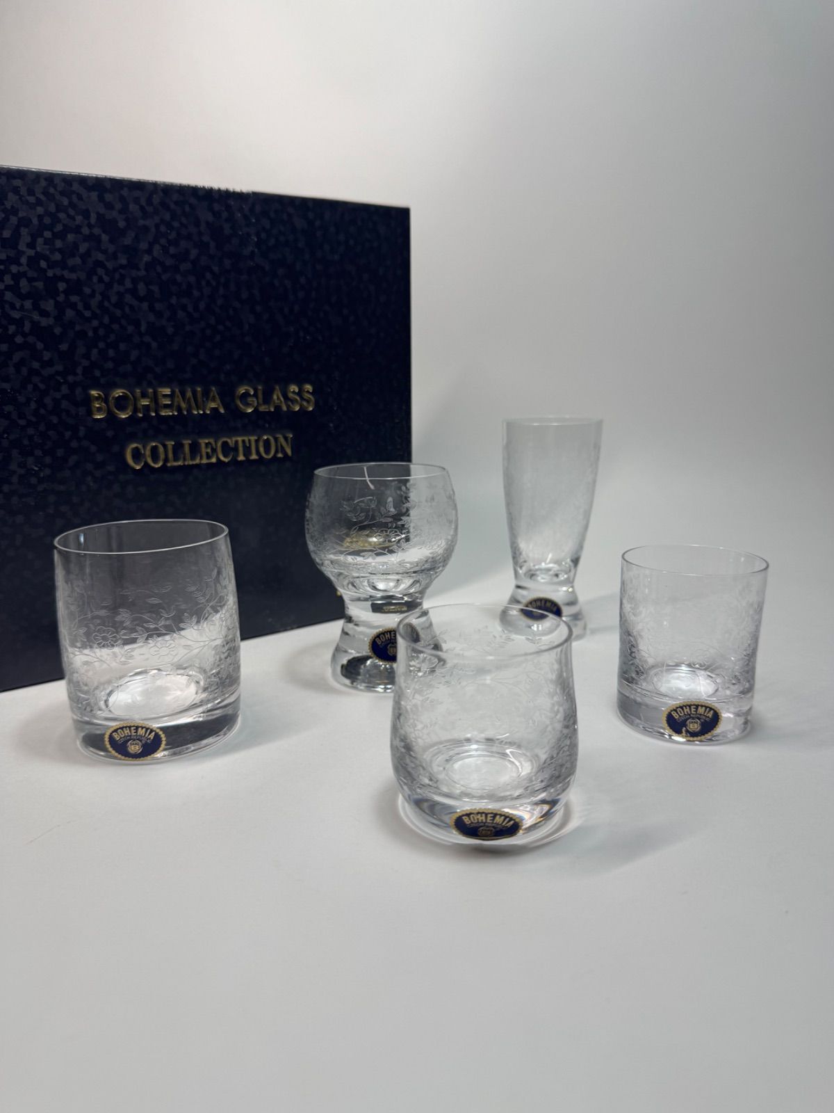 BOHEMIA GLASS ボヘミア クリスタルガラス 冷酒グラス5種セット 草花