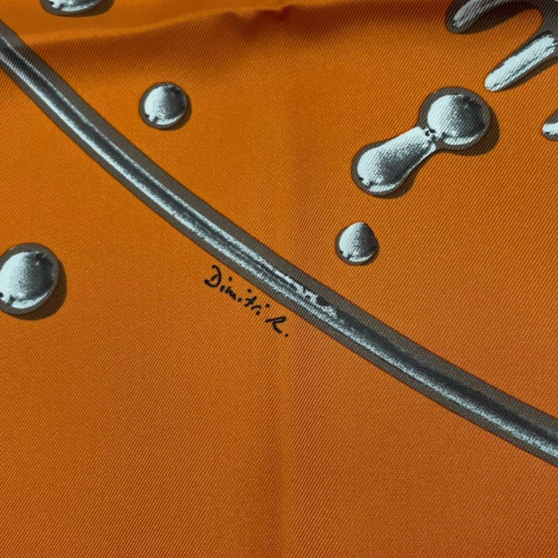 未使用品 HERMES エルメス カレ90 VIF ARGENT 銀の雫 スカーフ シルク