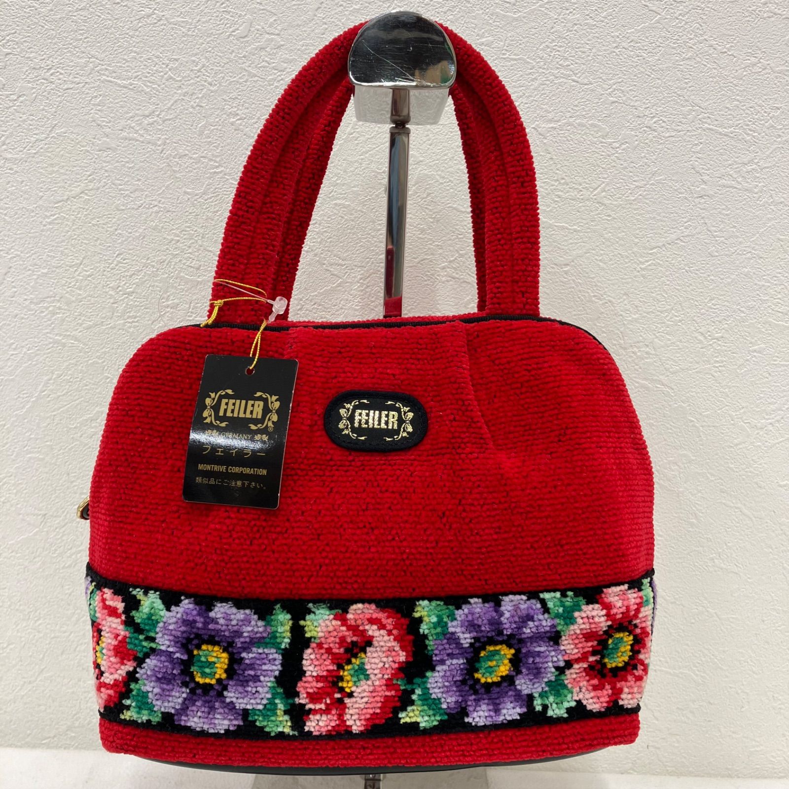 8391 FEILER フェイラー ハンドバッグ 小さめ ミニ ミニバッグ レッド