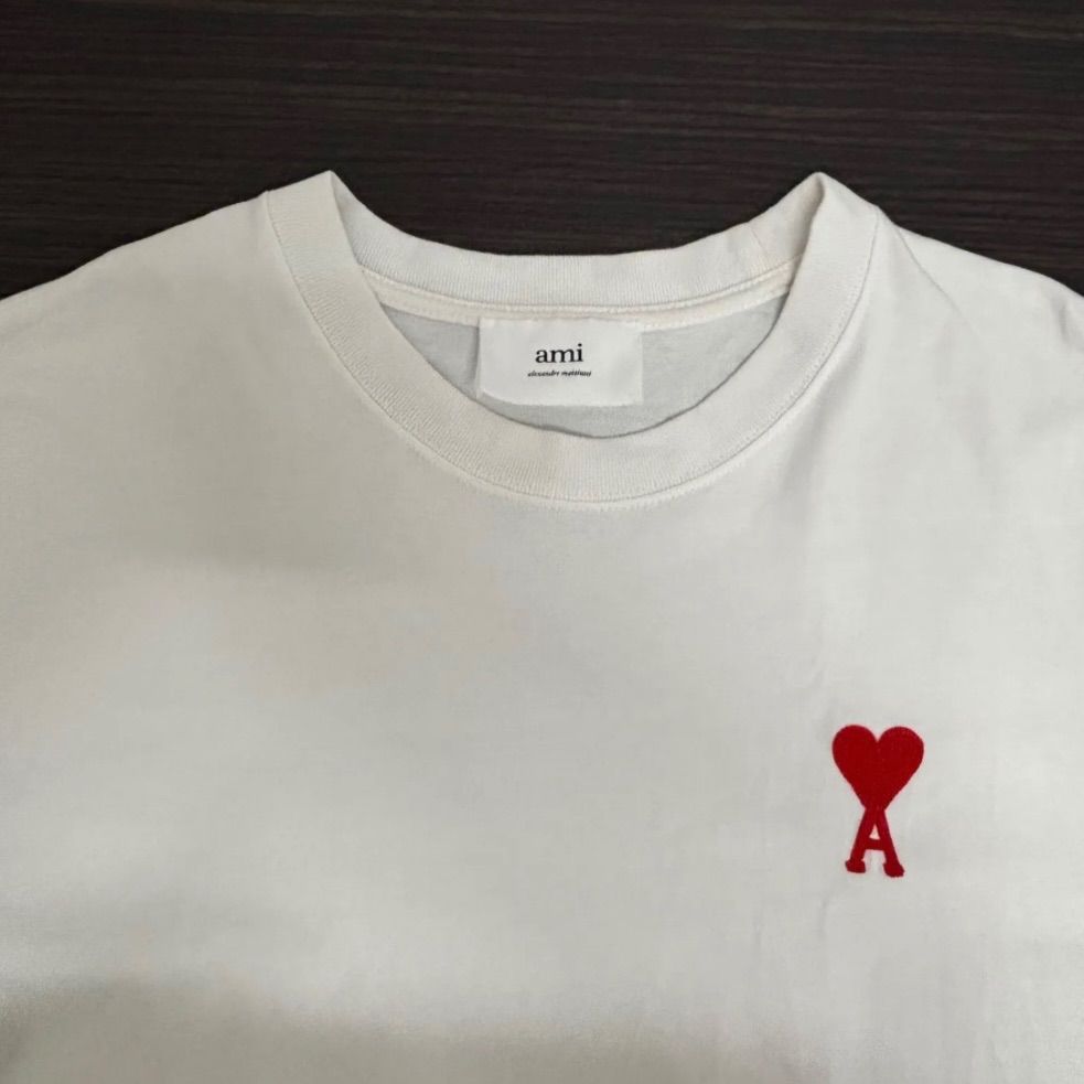 b)Ami Paris アミパリス Tシャツ ハート刺繍 Sサイズ ホワイト - メルカリ