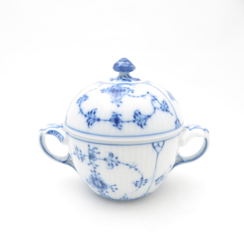 ROYAL ロイヤルコペンハーゲン ブルーフルーテッドプレイン シュガーポット デンマーク製 ボウル 蓋付 砂糖 小物入れ