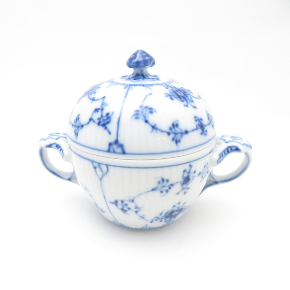 ROYAL ロイヤルコペンハーゲン ブルーフルーテッドプレイン シュガーポット デンマーク製 ボウル 蓋付 砂糖 小物入れ