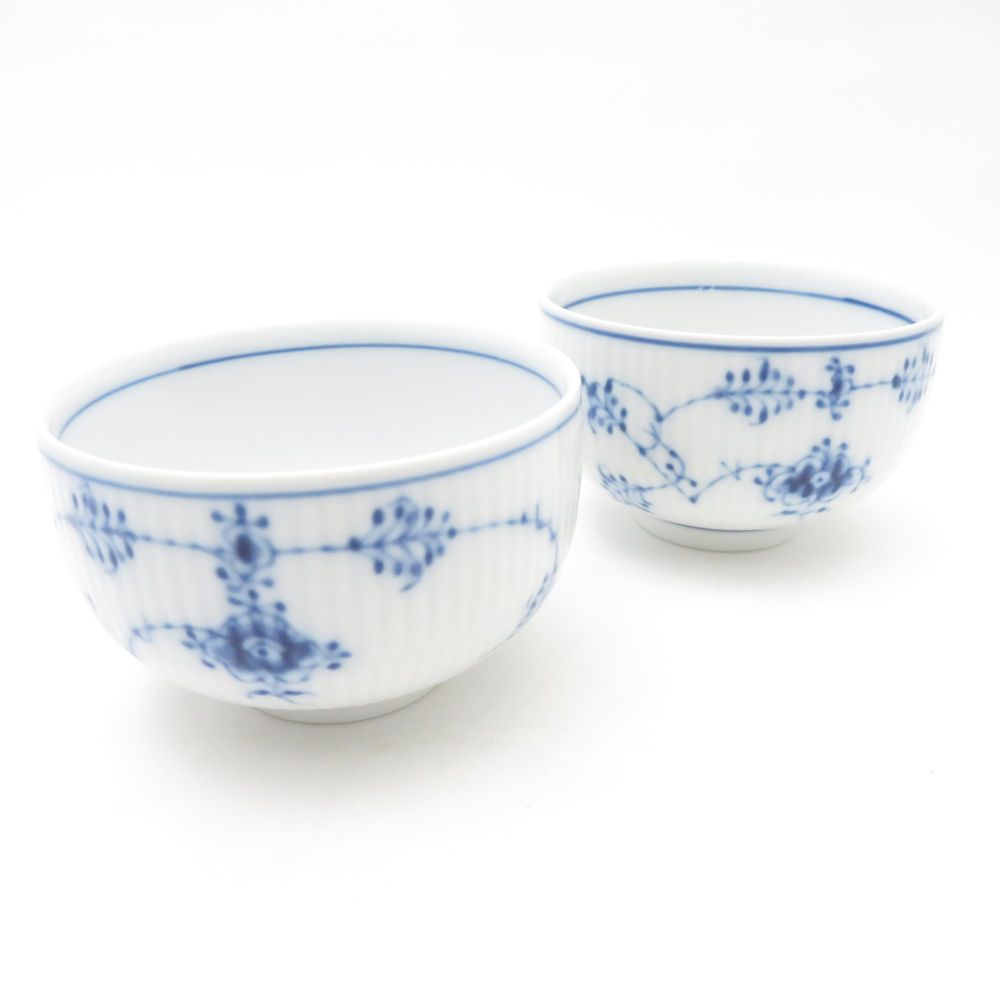 ROYAL ロイヤルコペンハーゲン ブルーフルーテッドプレイン 湯呑 2点 ペア デンマーク製 廃盤 ジャパニーズ