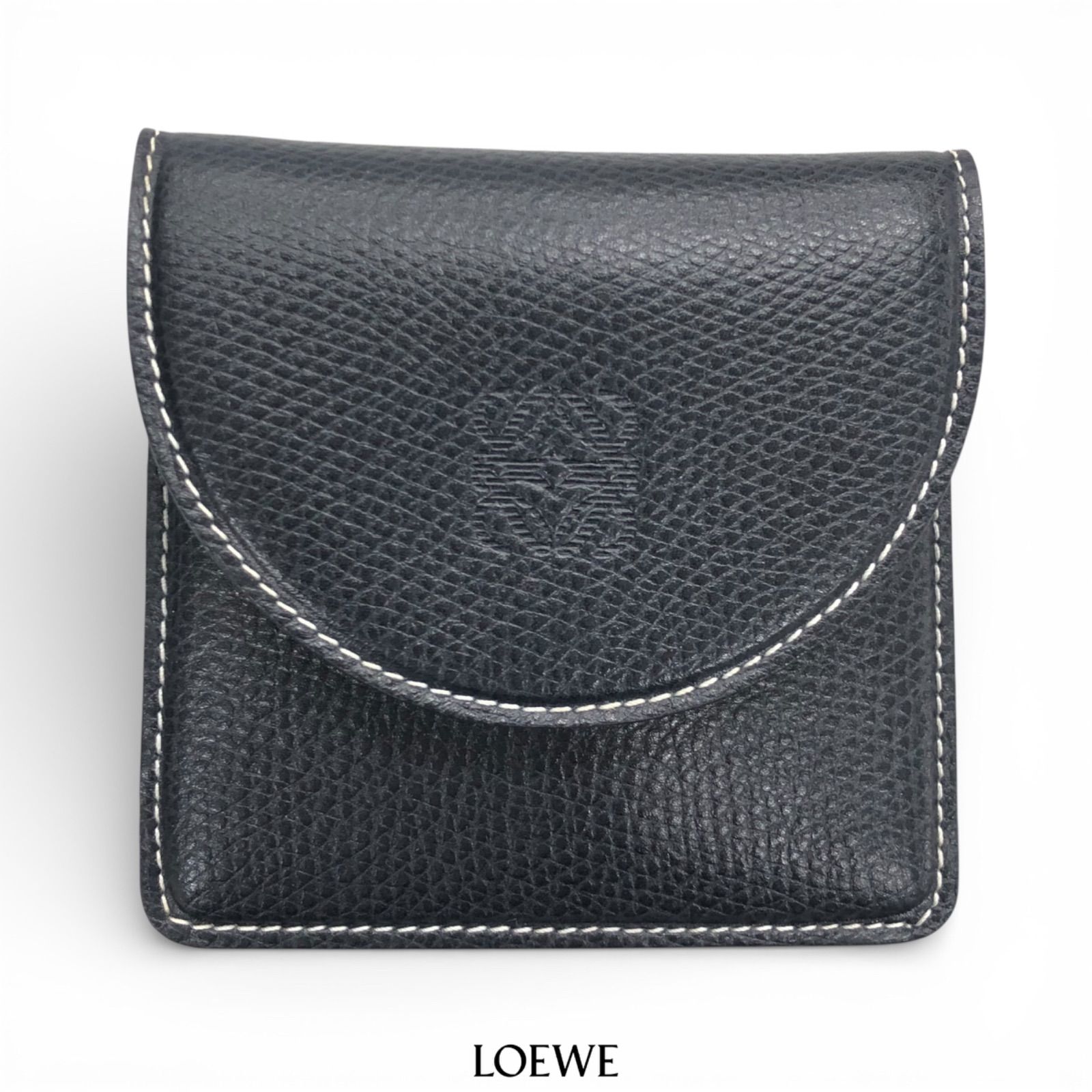 ✨未使用展示品✨　LOEWE ケース　小銭入れ　アナグラム　アマソナ　黒色 美品 LOEWE ロエベ アナグラム レザー コインケース 小銭入れ【鑑定