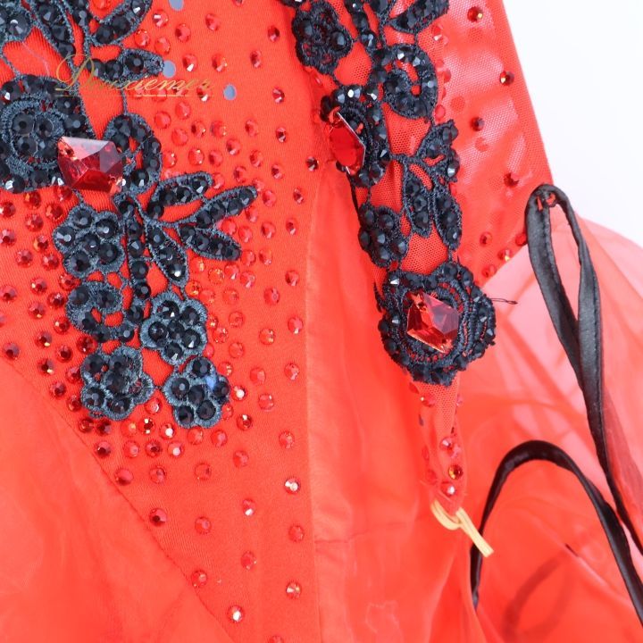 社交ダンス ドレス VeRtigo ドレス えんじ色 グラデーションスカート