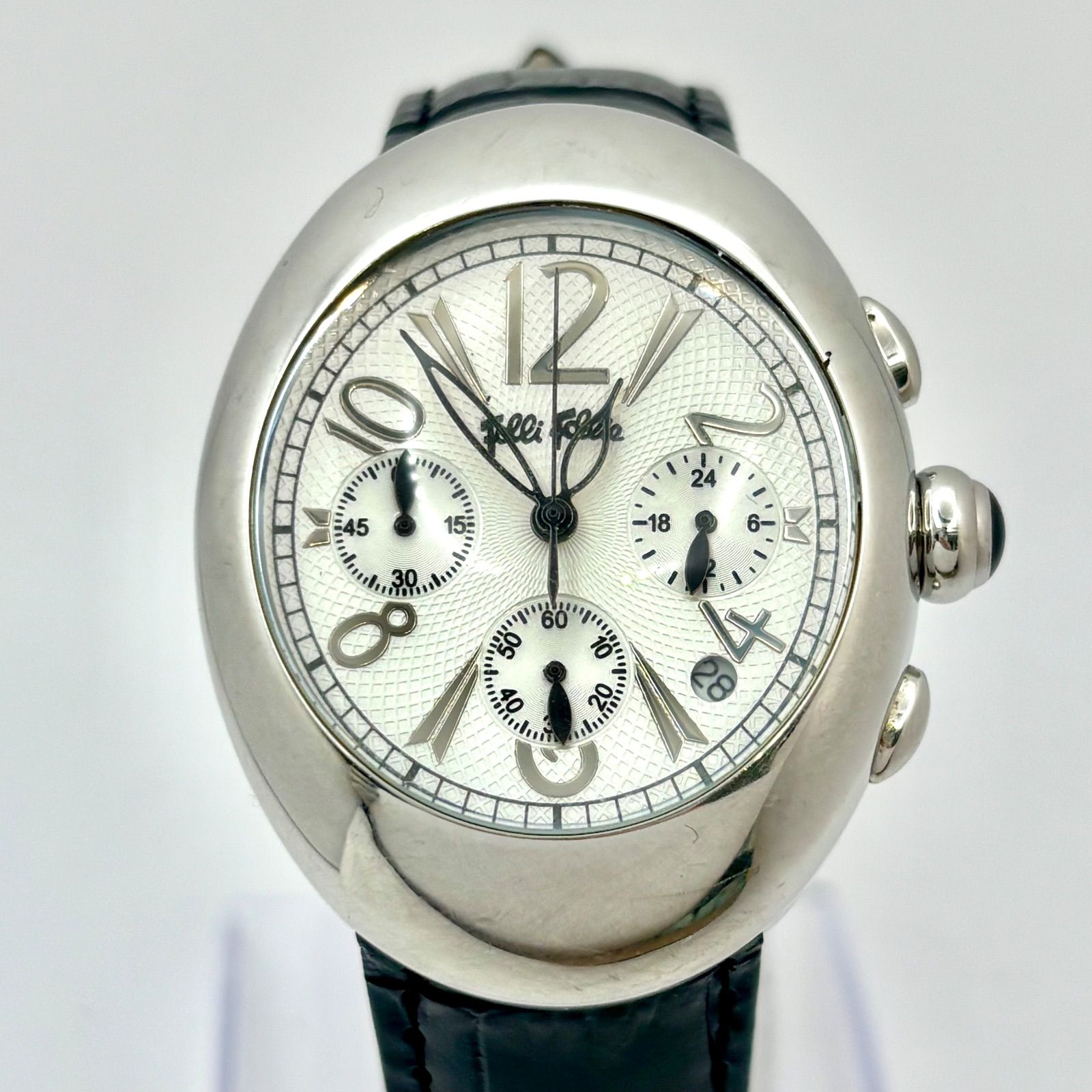 新品電池】Folli Follie フォリフォリ クロノグラフ シルバー メンズ 