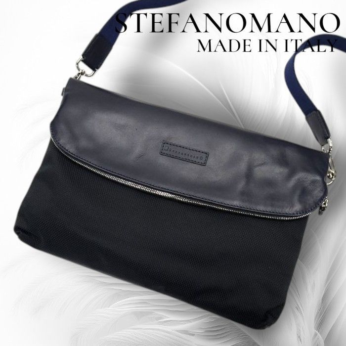 STEFANOMANO ステファノマーノ イタリア製 本革 レザー ナイロン切替 