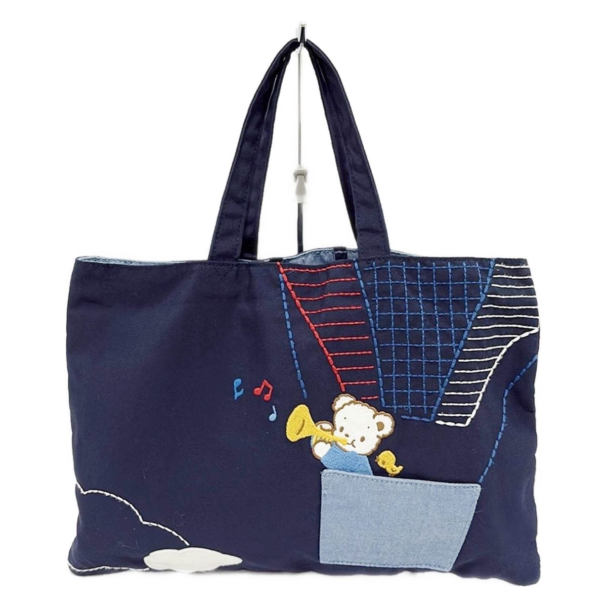 ファミリア70周年記念 クマ刺繍トートバッグ ネイビー familiar