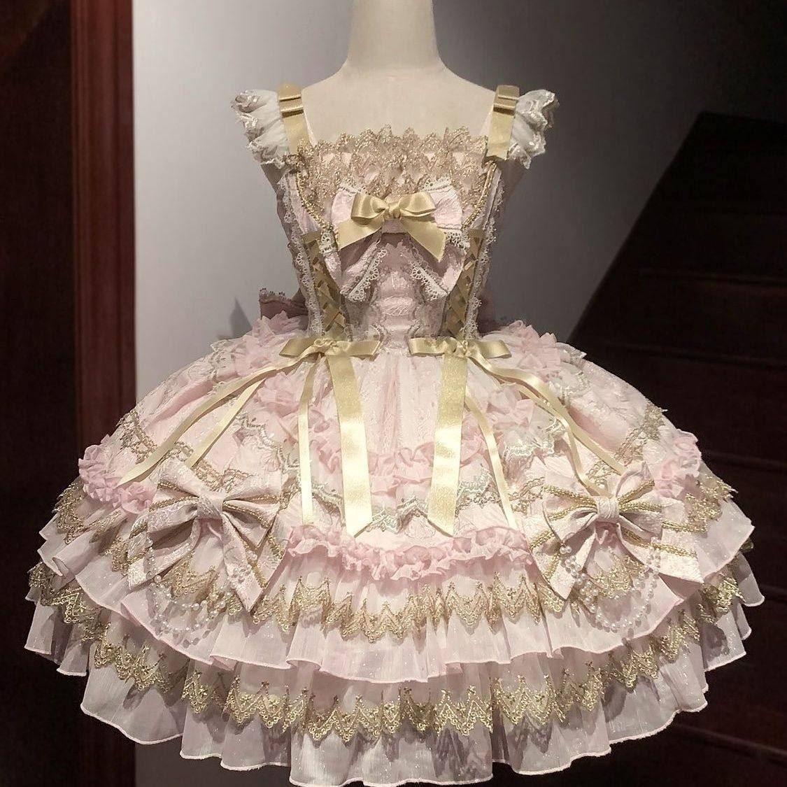 ロリータJSK lolitaドレス コスプレ衣装 ゴスロリ 舞台衣装 イベント向け 普段着としてもオッケー ピンク