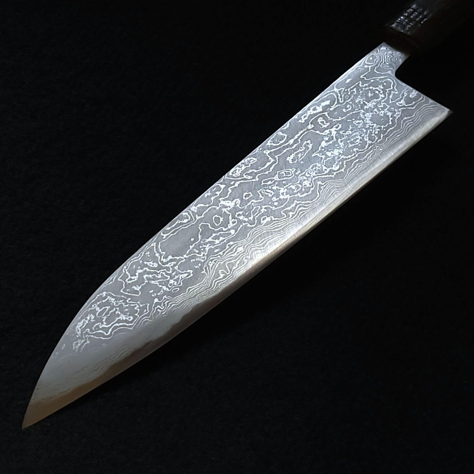 青紙2号 多層鋼 磨 牛刀包丁 210㎜ G9383 焼栗柄 月光作 1点物