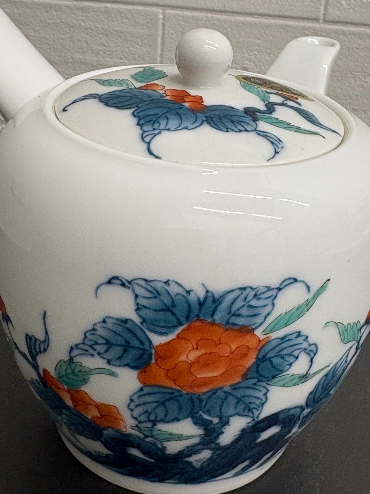 畑萬陶苑の染錦蘭図茶器セット