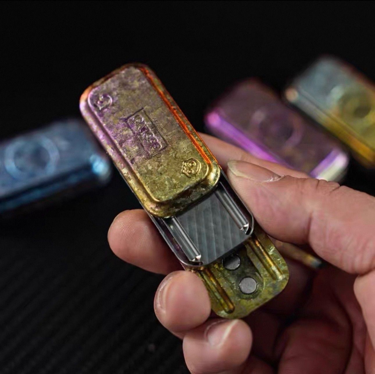 MAOSHEN アイスチタン合金 三層磁力 音叉 フリップコイン EDC 解压玩具