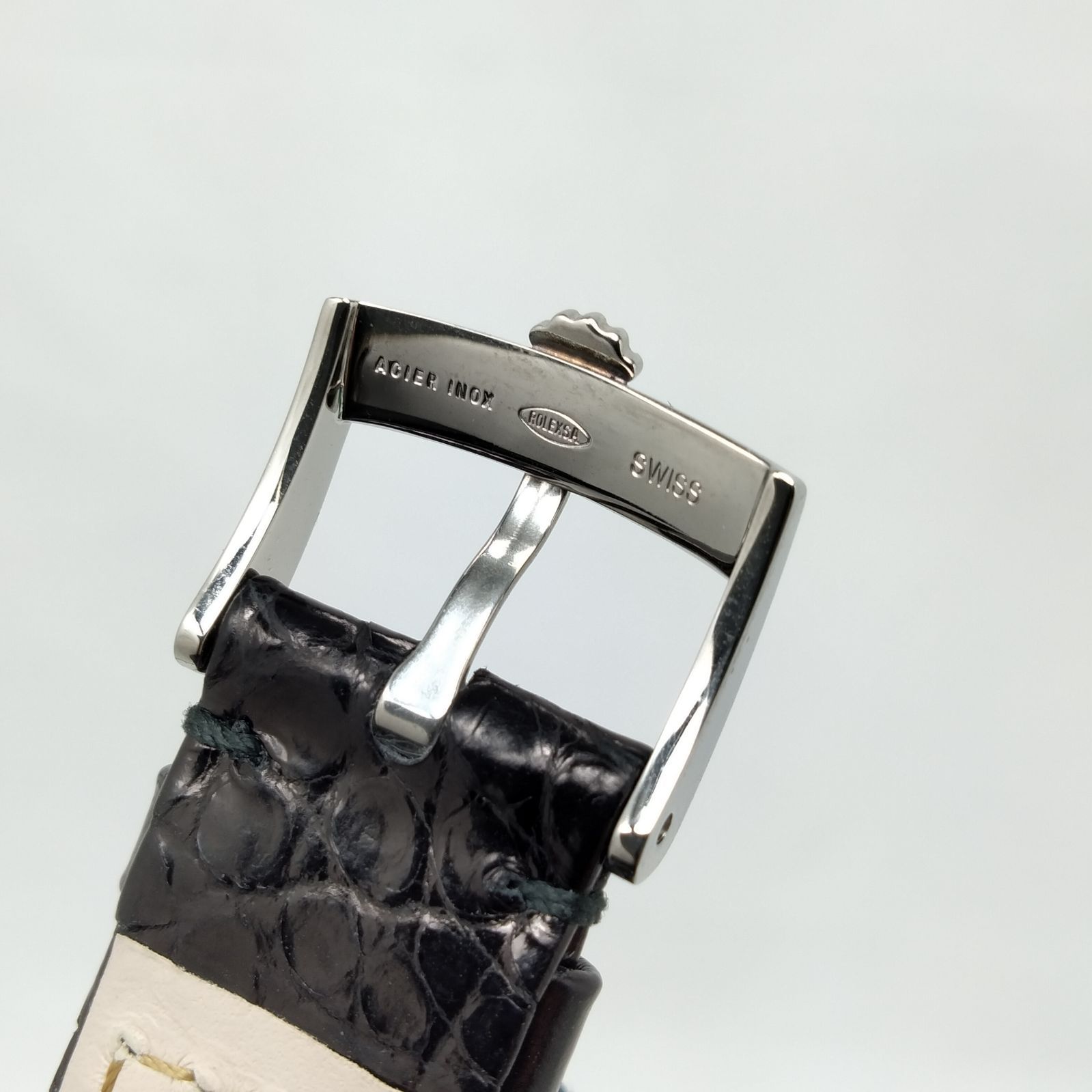ロレックス純正尾錠　クロコベルト付き ROLEX - ロレックス用 革ベルト クロコダイル 本革 尾錠付き ROLEXの