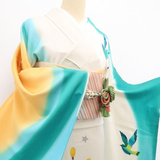 ❁tomihisa❁絵本作家 永田萠 メルヘン 銀通し 着物 正絹 成人式