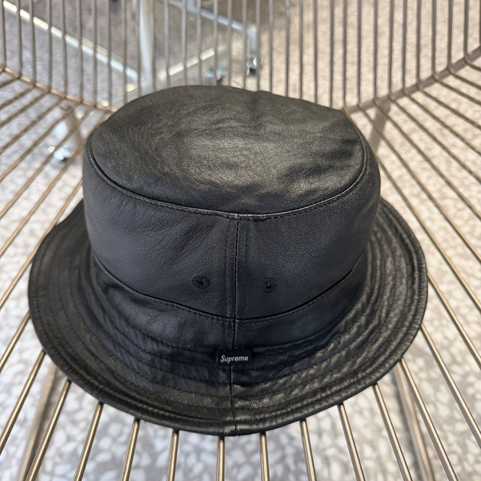 13aw至極シンプル】バケットハット古着フェイクレザー帽子マイケル