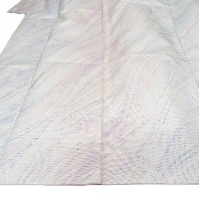 特選 大島紬 白大島 着物 未使用 正絹 袷 オフホワイト 青系色 紫系色