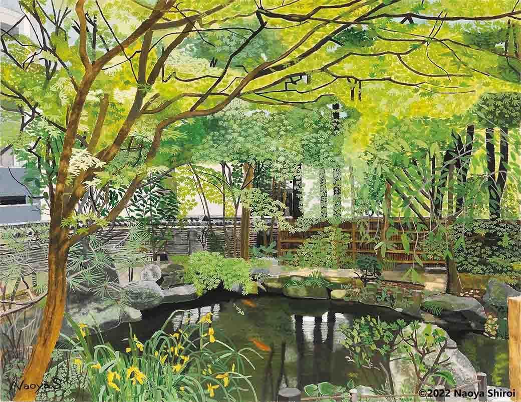 水彩画　ジクレー版画「「楽水園」（福岡市） 水彩画 ジクレー版画「楽水園」（福岡市） - メルカリ