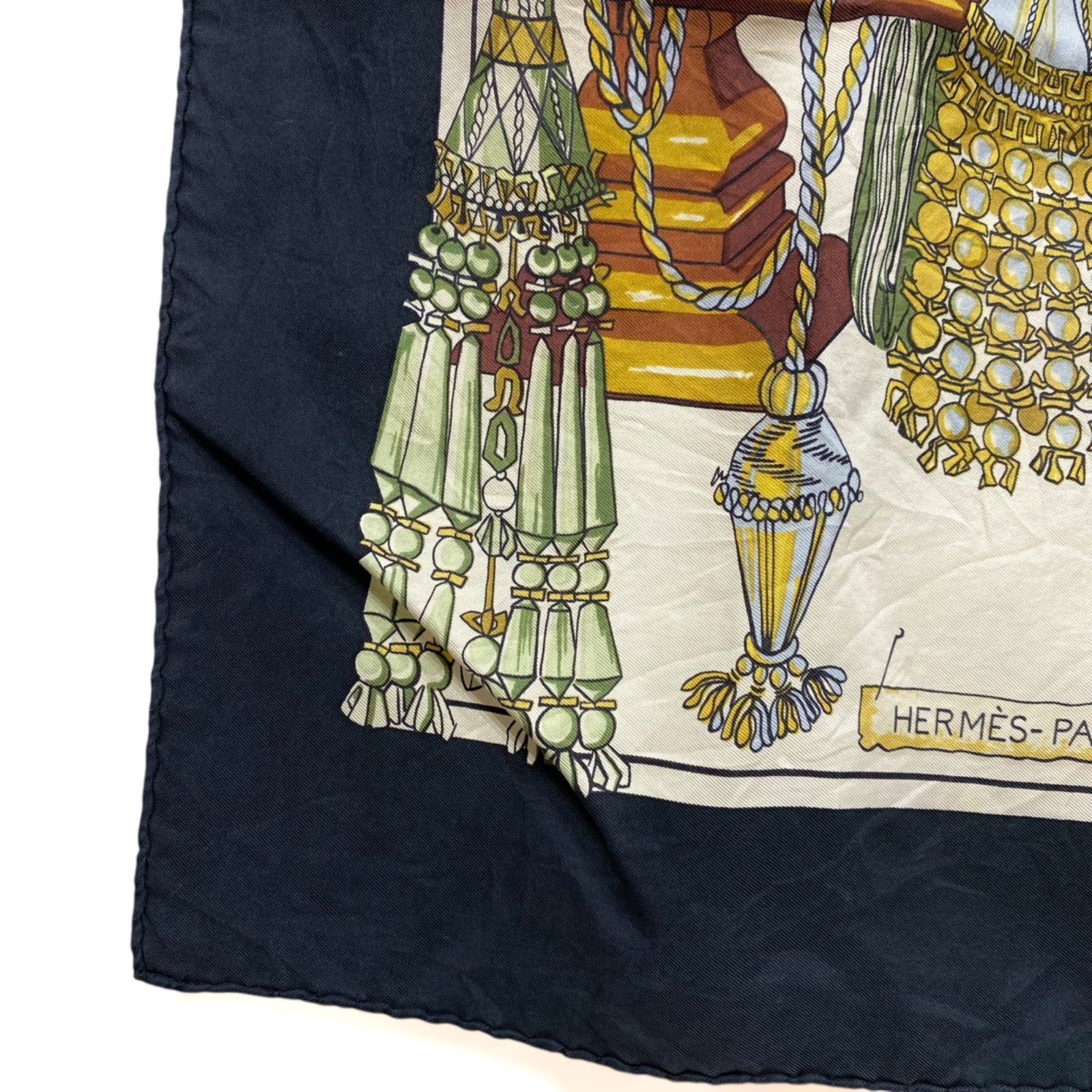 エルメス カレ90 Pasementerie シルクスカーフ 紐飾り タッセル