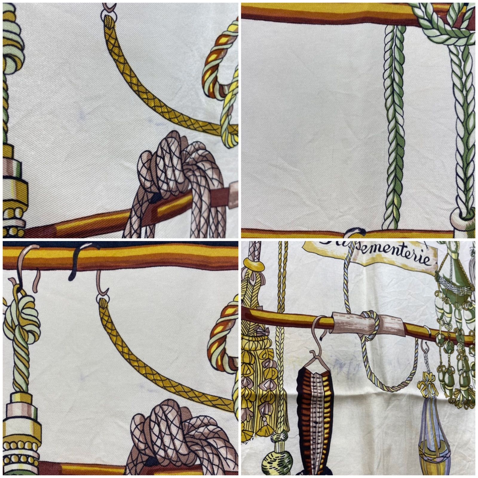 エルメス カレ90 Pasementerie シルクスカーフ 紐飾り タッセル