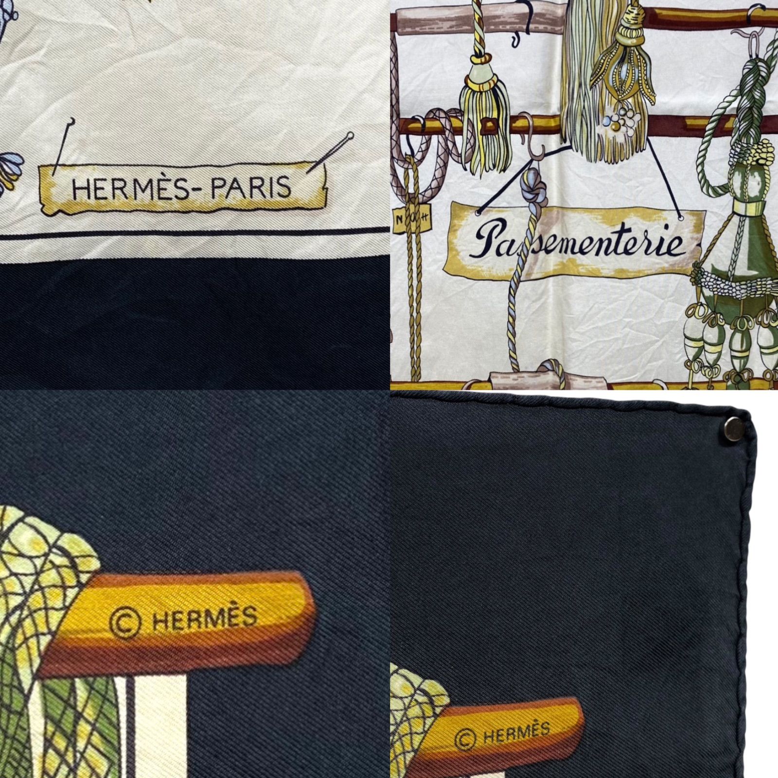 エルメス カレ90 Pasementerie シルクスカーフ 紐飾り タッセル