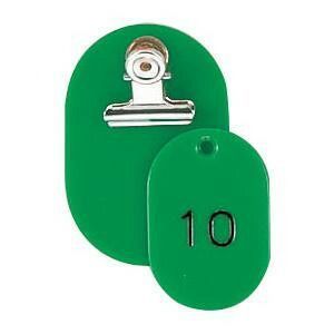 ORIONS 親子番号札 小判型 番号 1 50 大小 組 目玉クリップ付 グリーン CT G