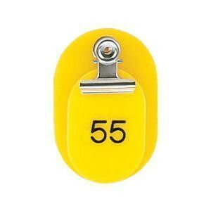 ORIONS 親子番号札 小判型 番号 51 100 大小 組 目玉クリップ付 イエロー CT 1 Y