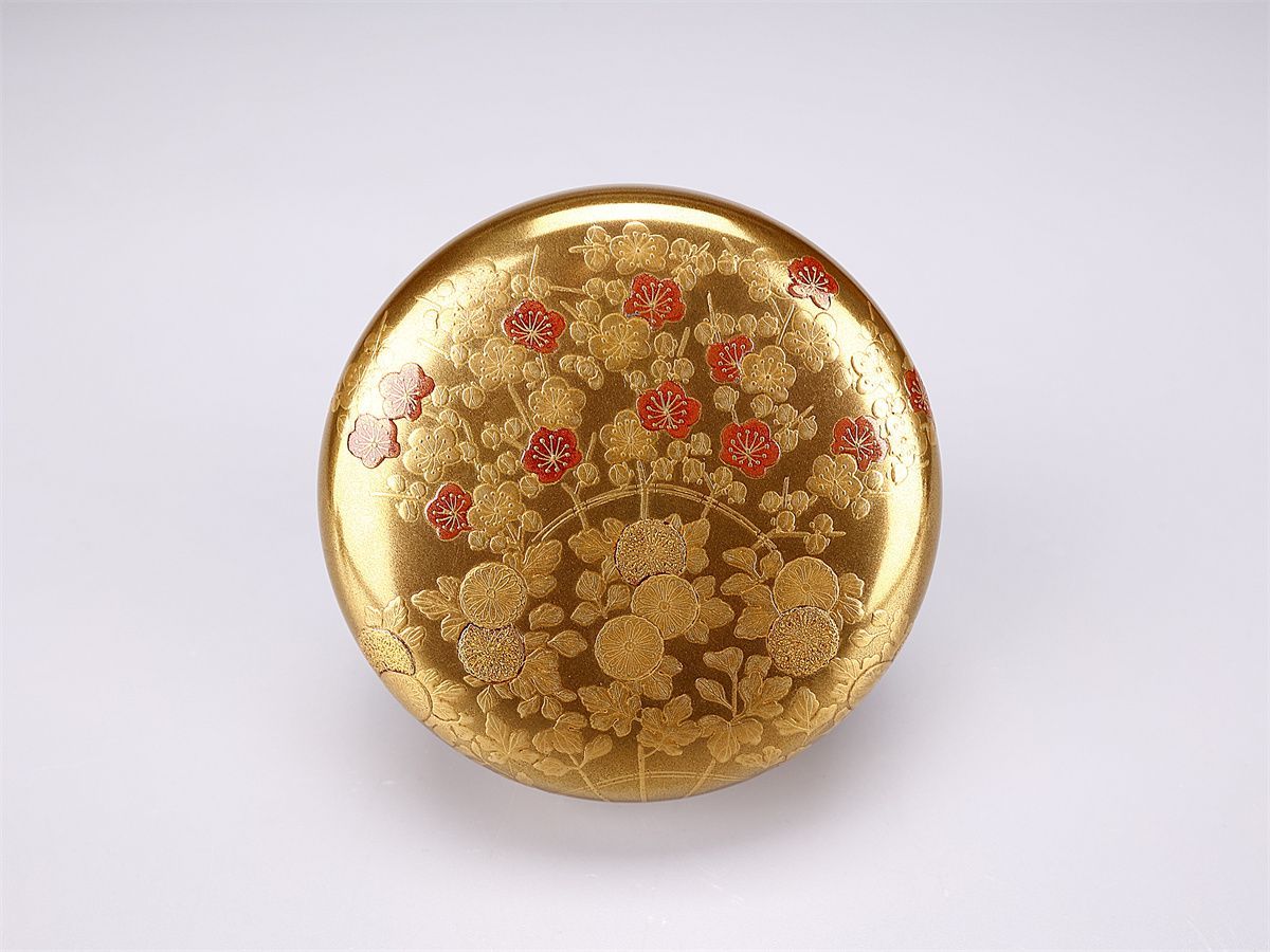 輪島塗 金色の扇模様 菓子入れ 輪島塗 金色の扇模様 菓子入れ - メルカリ