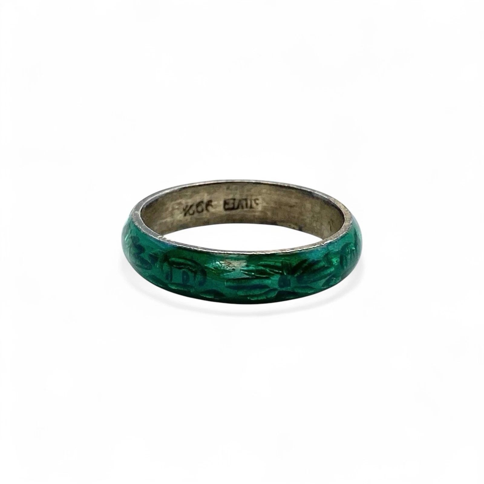 深みのある緑】 Silver 925 刻印 80s Vintage Ring シルバー リング 16 