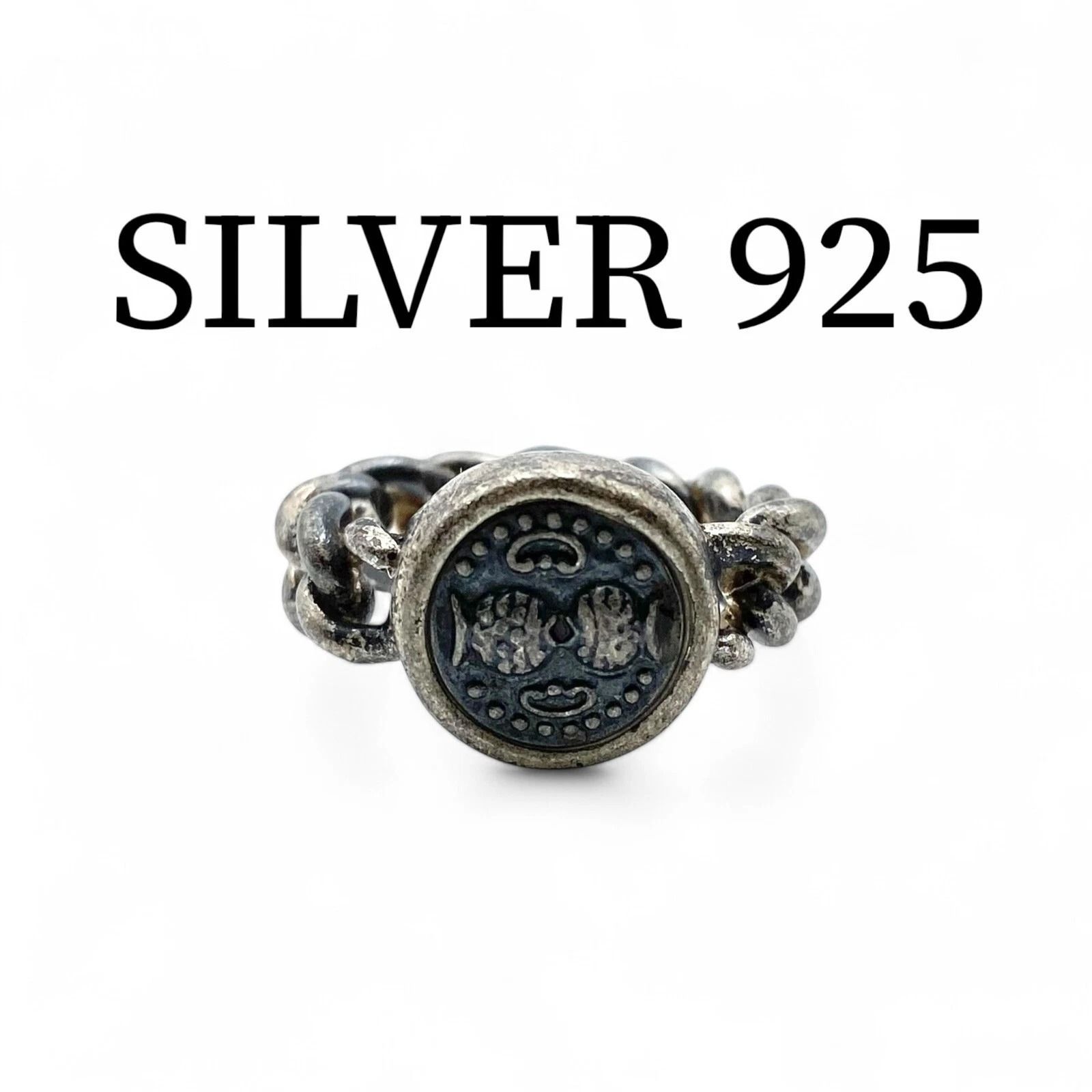 ツインフィッシュ】コインモチーフ Silver 925 刻印 90s Vintage Ring 