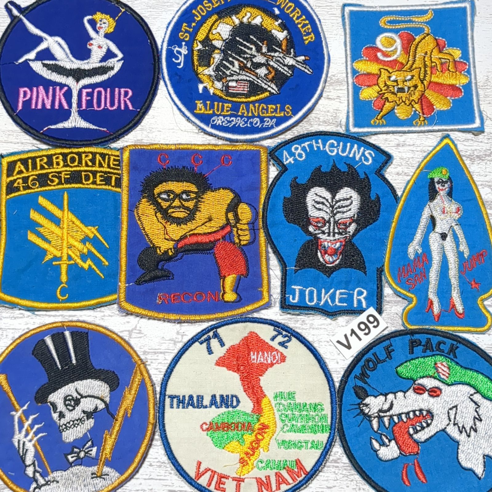 500円引SALE】2/22まで☆ワッペン 10枚 ☆V199 BLUE 青 ベトナム 戦争